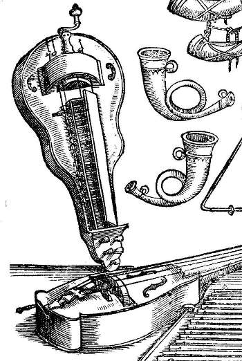 Engraving of a hurdy-gurdy